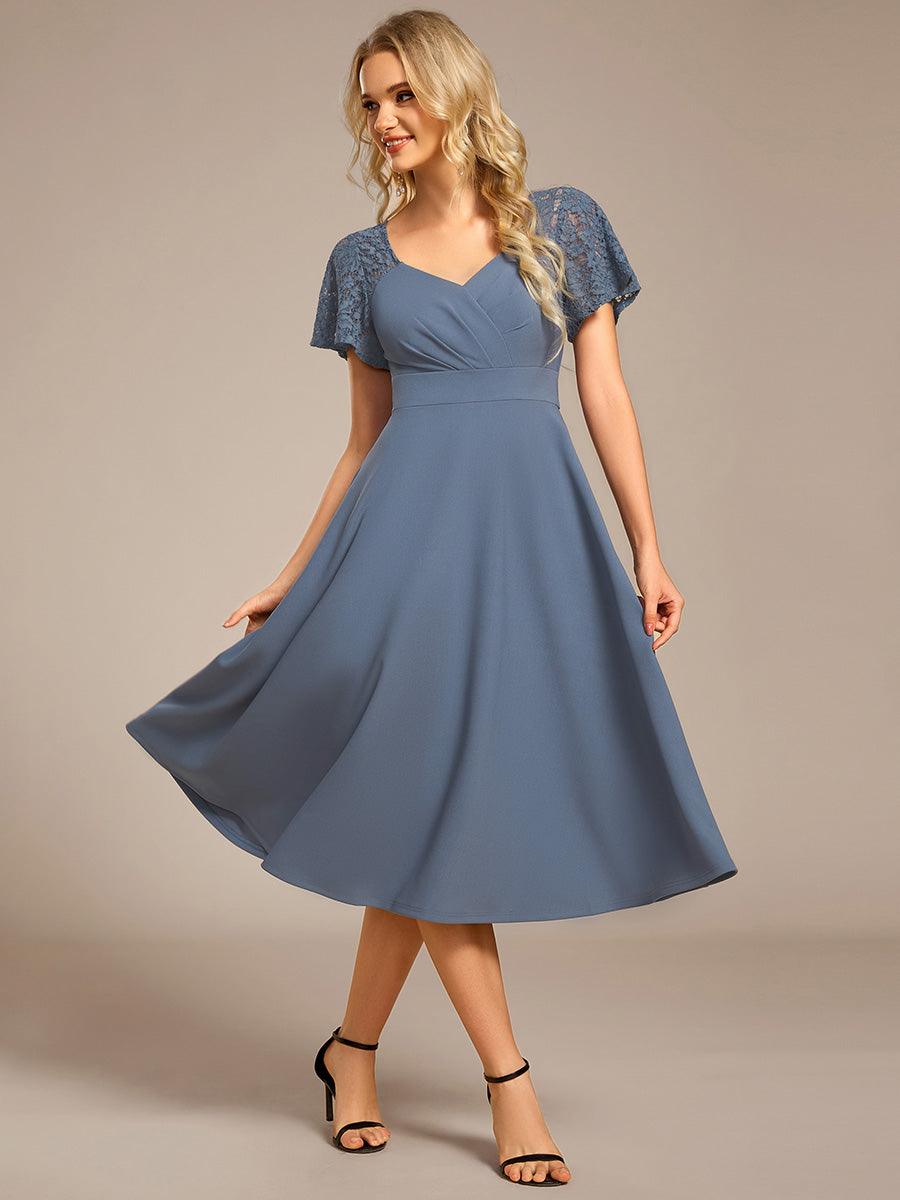 Evie A-Line Midi Dress in Denim Blue Denim Blue 14