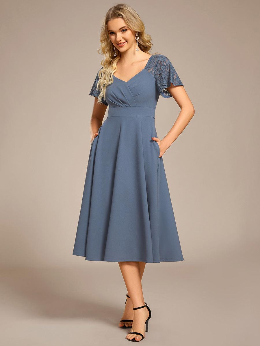Evie A-Line Midi Dress in Denim Blue Denim Blue 25