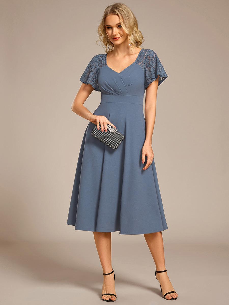 Evie A-Line Midi Dress in Denim Blue Dark Purple 1