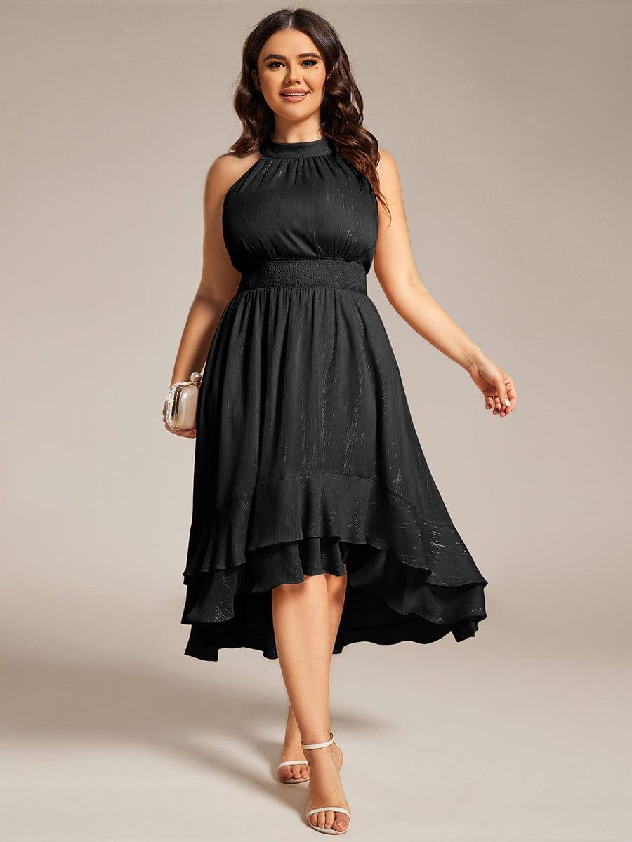 Celestine Sparkle High-Low Halter Dress Dusty Blue 8