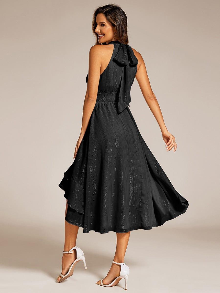 Celestine Sparkle High-Low Halter Dress Black 4