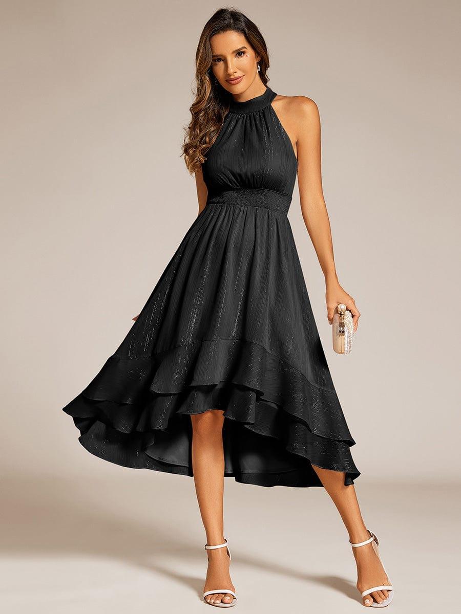 Celestine Sparkle High-Low Halter Dress Dusty Blue 6