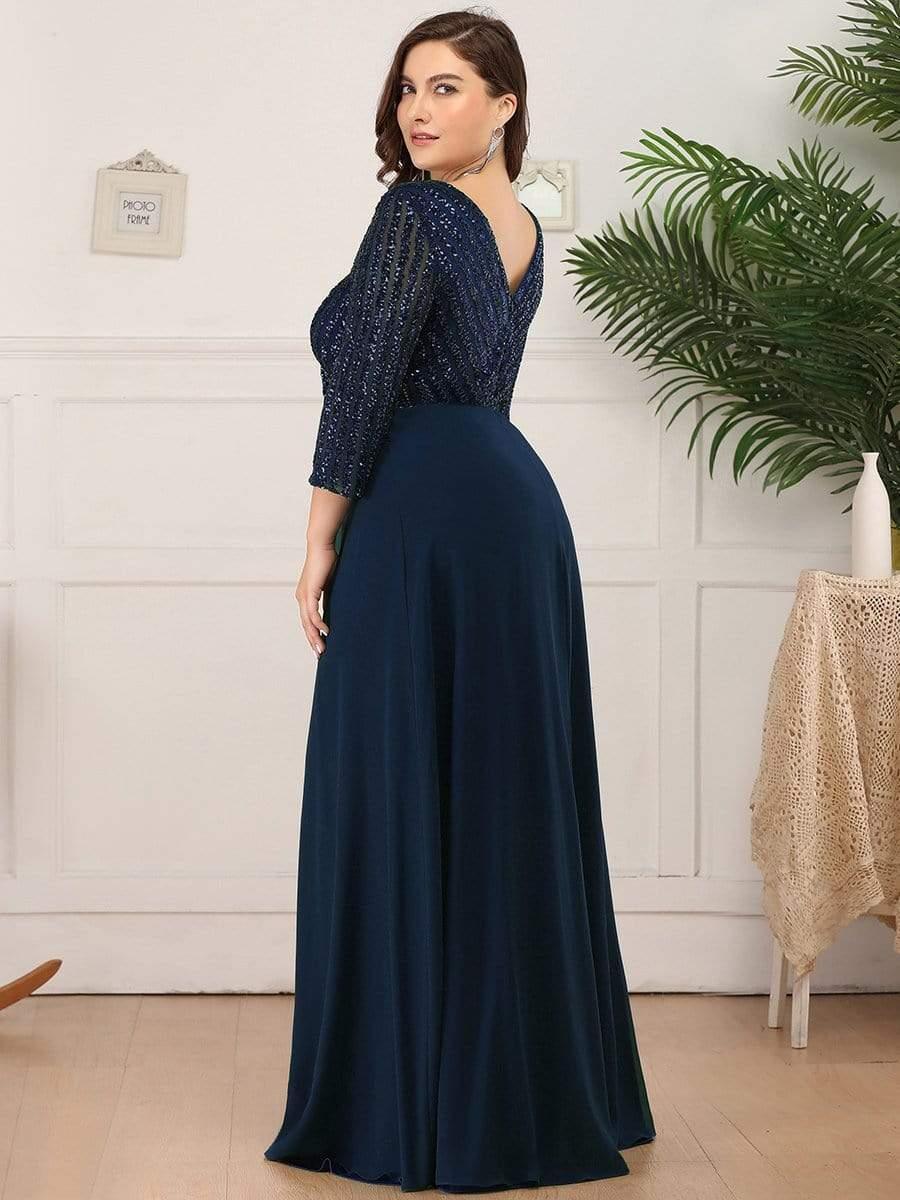 Luena Sequin A-Line Formal Dress Navy Blue 2
