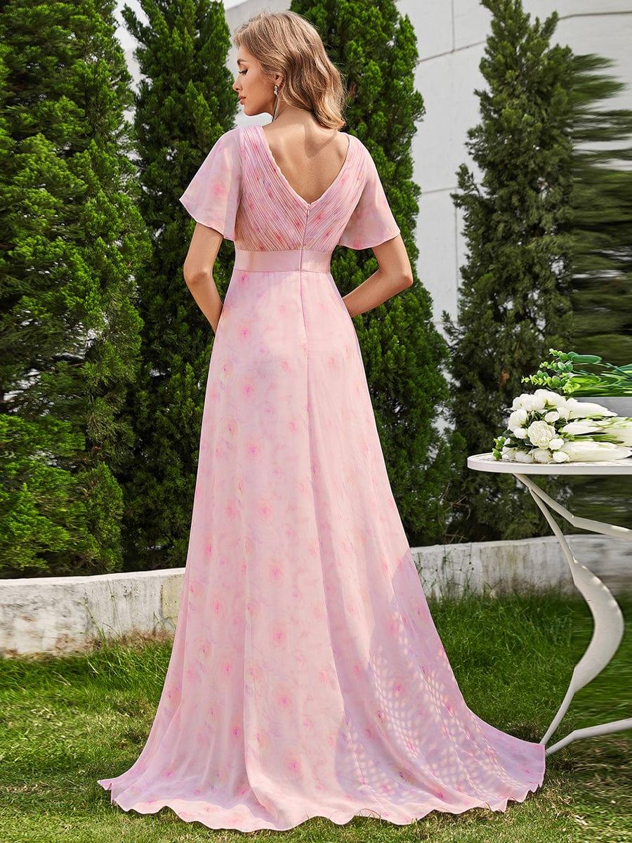 Luminosa Empire Waist Bridesmaid Dress Light Purple Roses 4