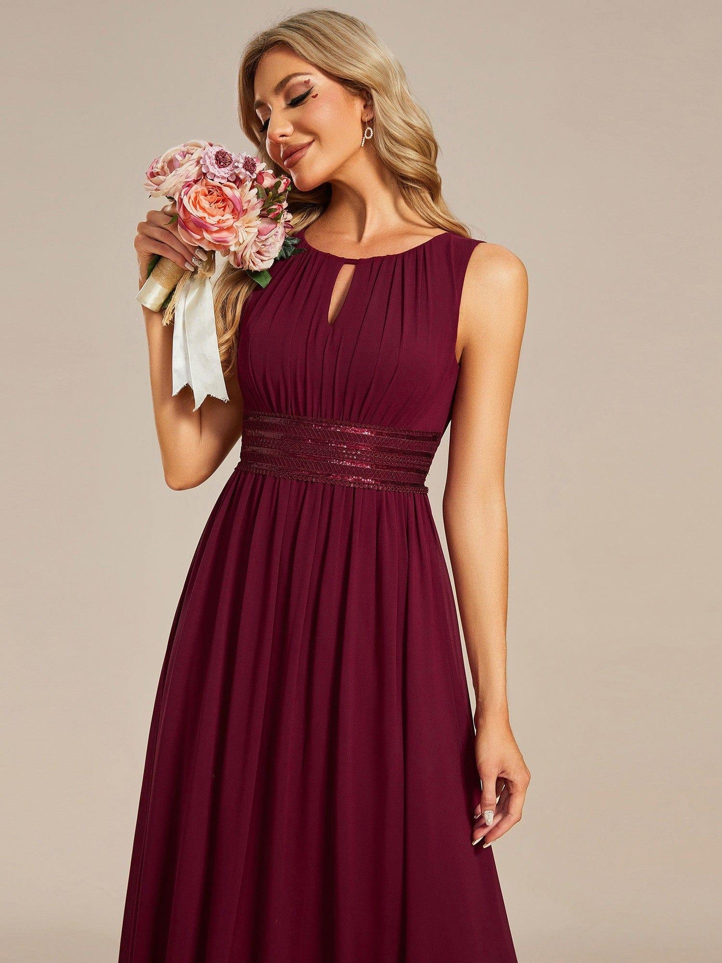Olive Green Kalia Chiffon A-Line Dress