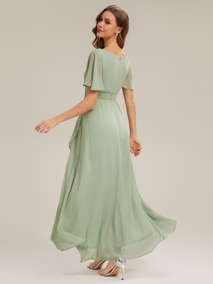 Ever Sage Chiffon Ruffle Sleeve Dress Dark Green 2