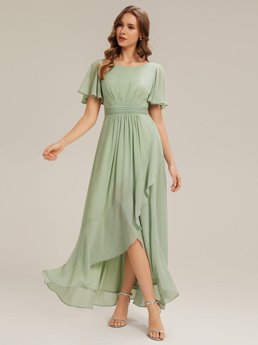 Ever Sage Chiffon Ruffle Sleeve Dress Dusty Blue 1