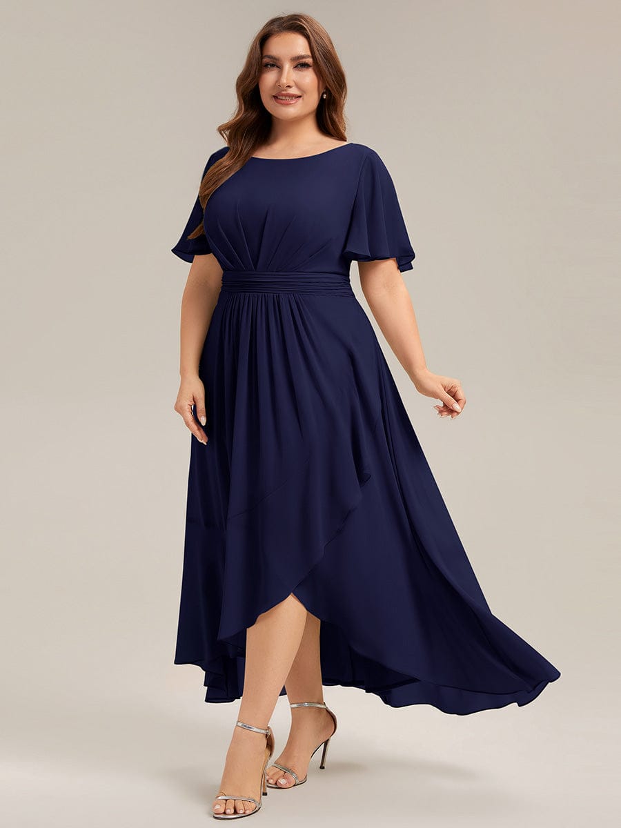 Ever Sage Chiffon Ruffle Sleeve Dress Dark Purple 10