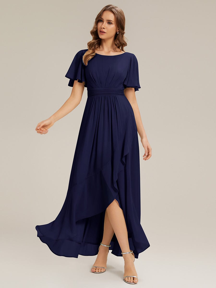 Ever Sage Chiffon Ruffle Sleeve Dress Black 5