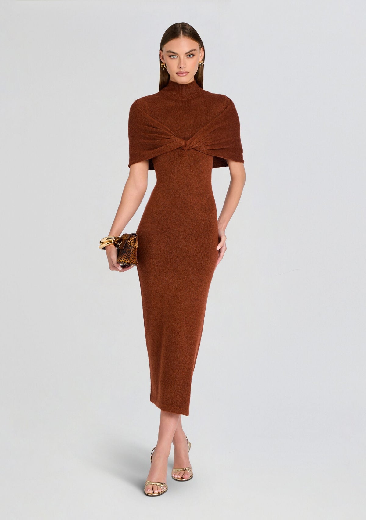 Wisteria Knit Midi Dress Copper Clay 1