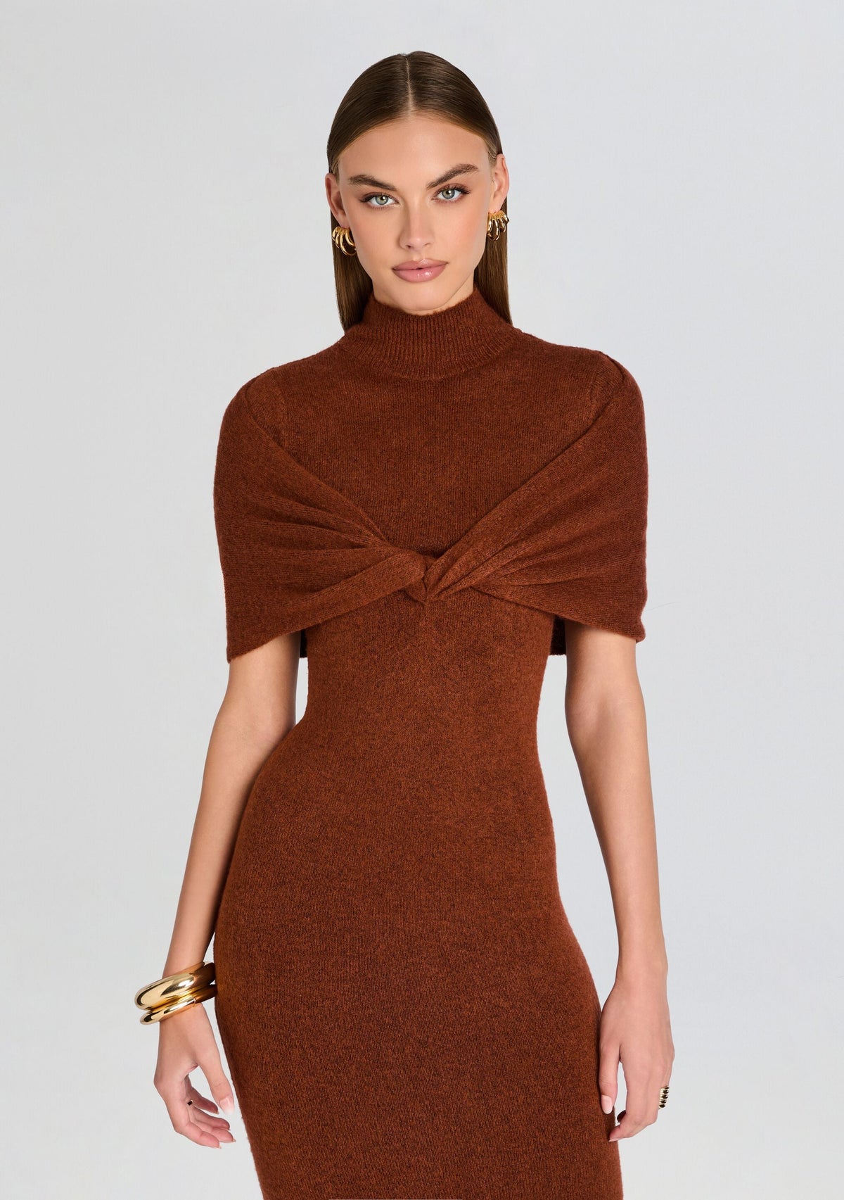 Wisteria Knit Midi Dress Copper Clay 5
