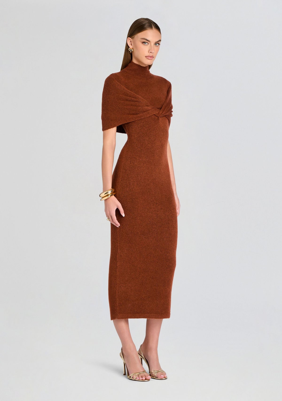 Wisteria Knit Midi Dress Copper Clay 3