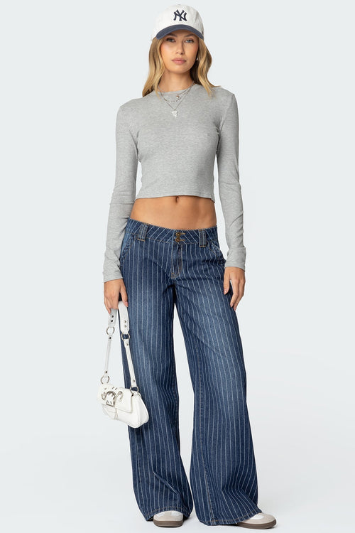 ANGEL STRIPED LOW RISE JEANS 1