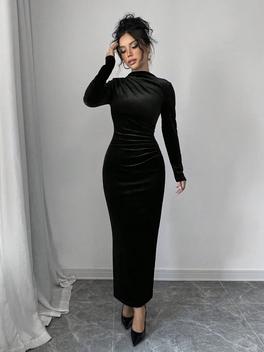 Margot Velvet Maxi Dress Black 1