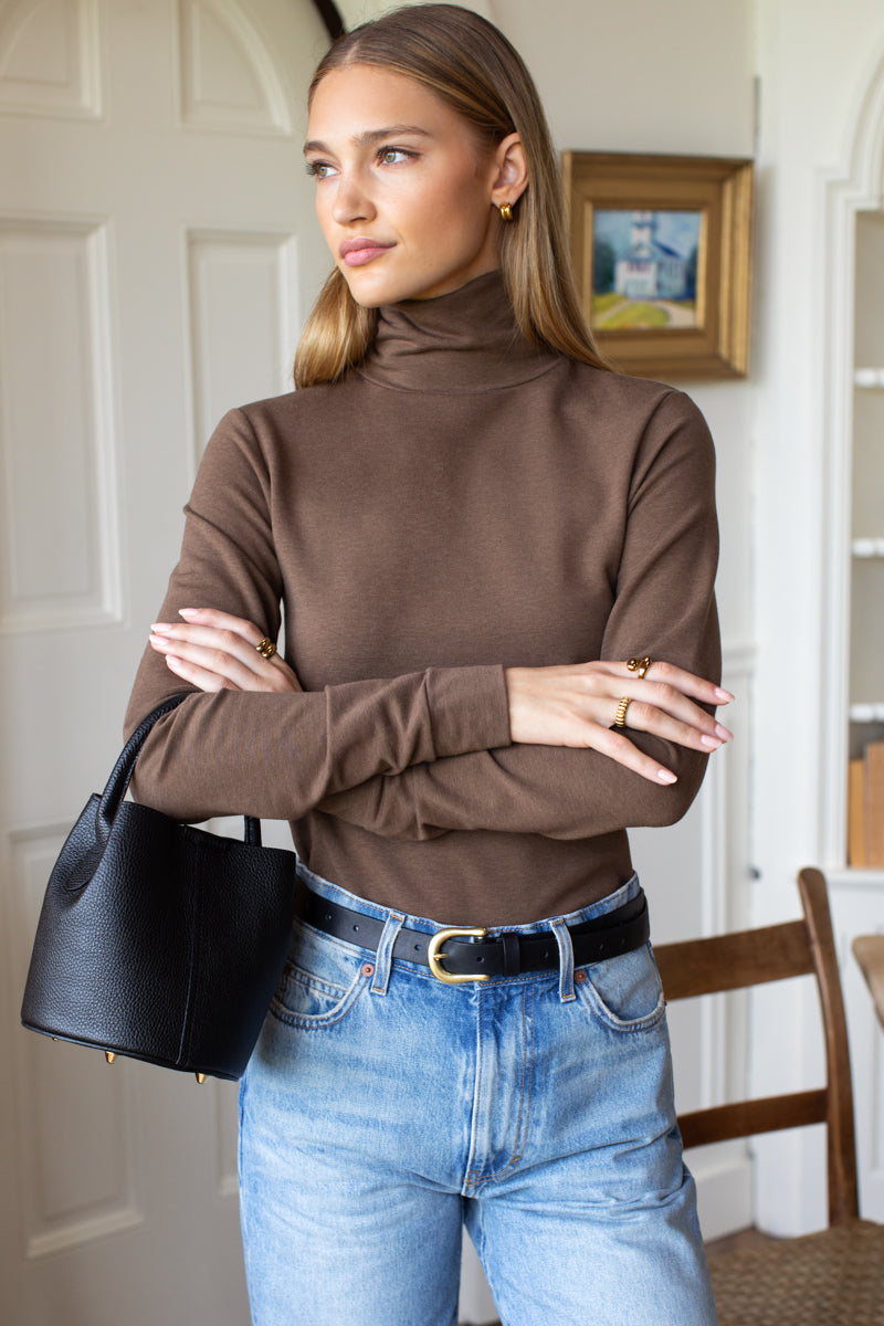 Renata Turtleneck Mini Dress in Jet Black Woodsmoke 2