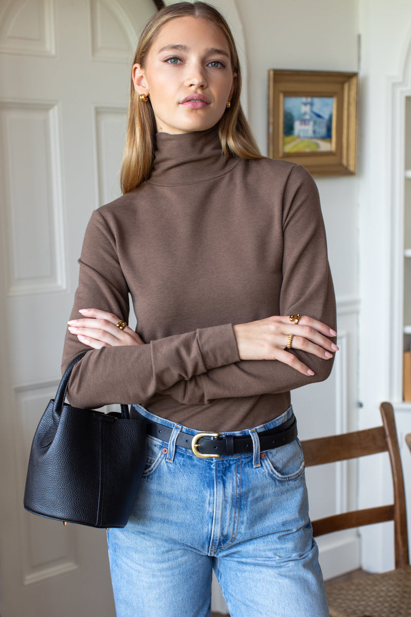 Renata Turtleneck Mini Dress in Jet Black Woodsmoke 5