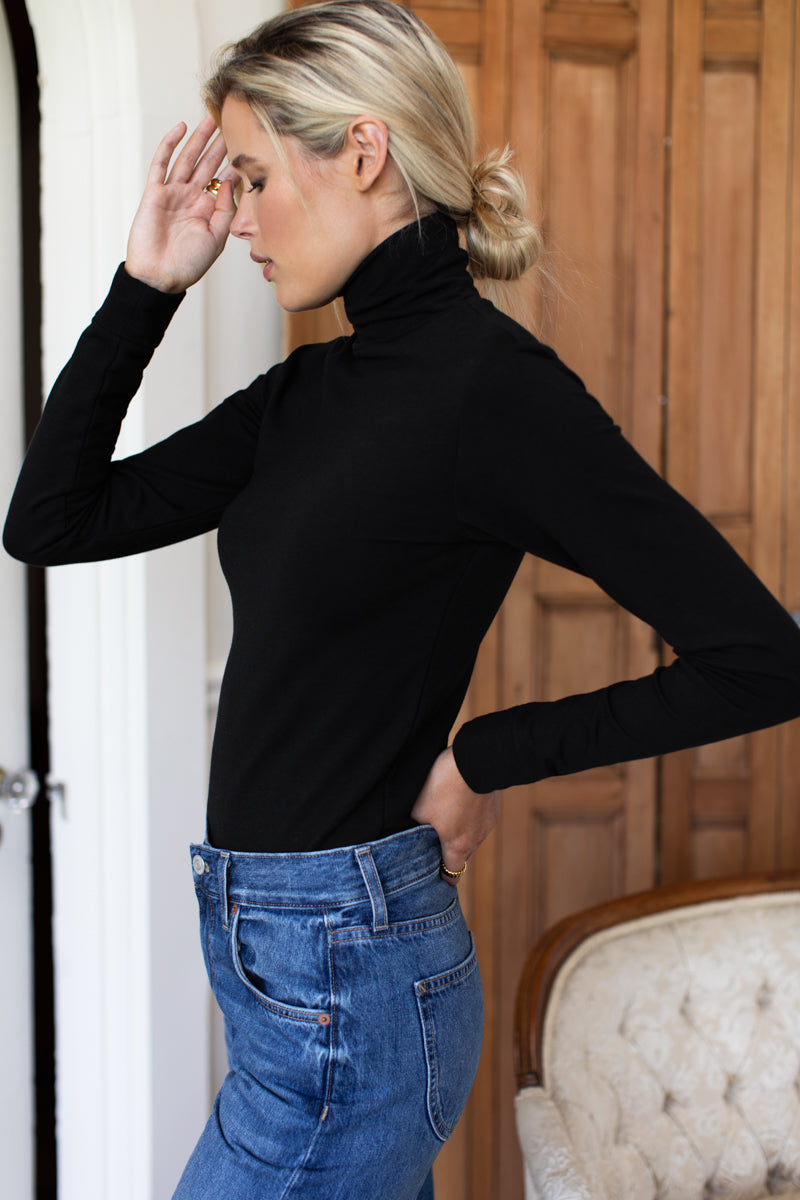 Renata Turtleneck Mini Dress in Jet Black Jet Black 6