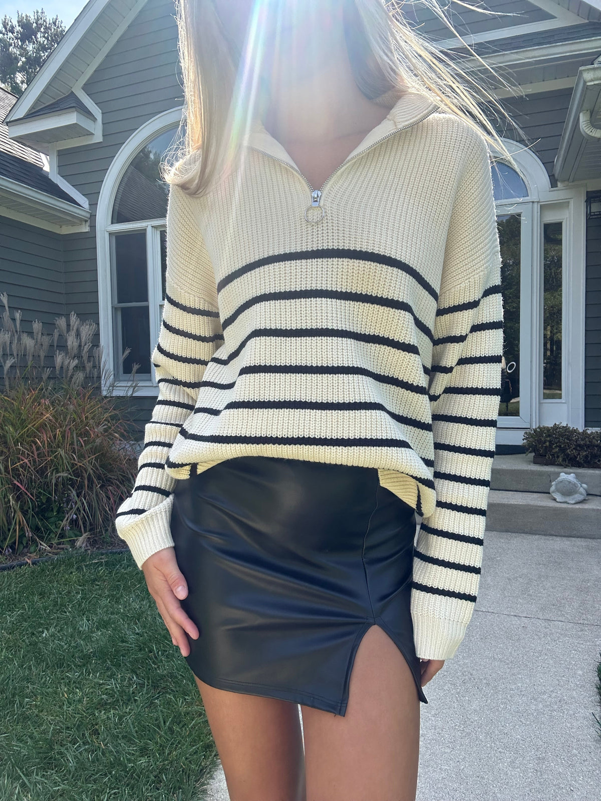 Juniper Striped Knit Sweater Black 9