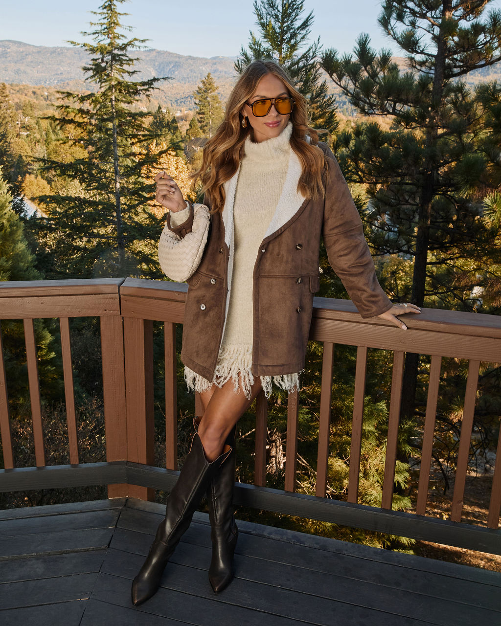 Snowfall Muse Fringe Sweater Dress Chocolate 6