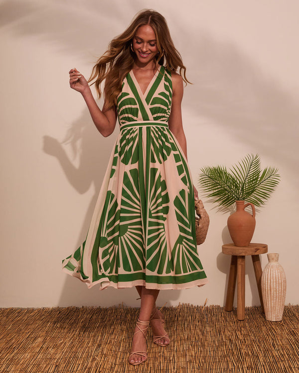 Nadia Tropical Print Midi Dress