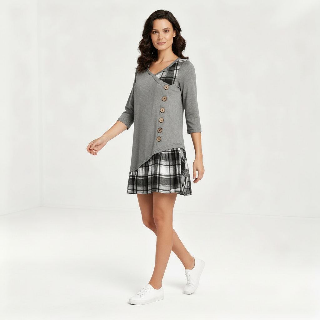 Alisée Checked Midi Dress Multi 3
