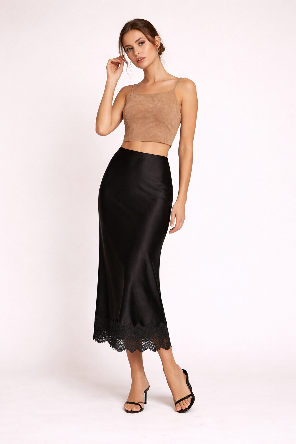 Mireya Lace-Trim Maxi Skirt Wine 2