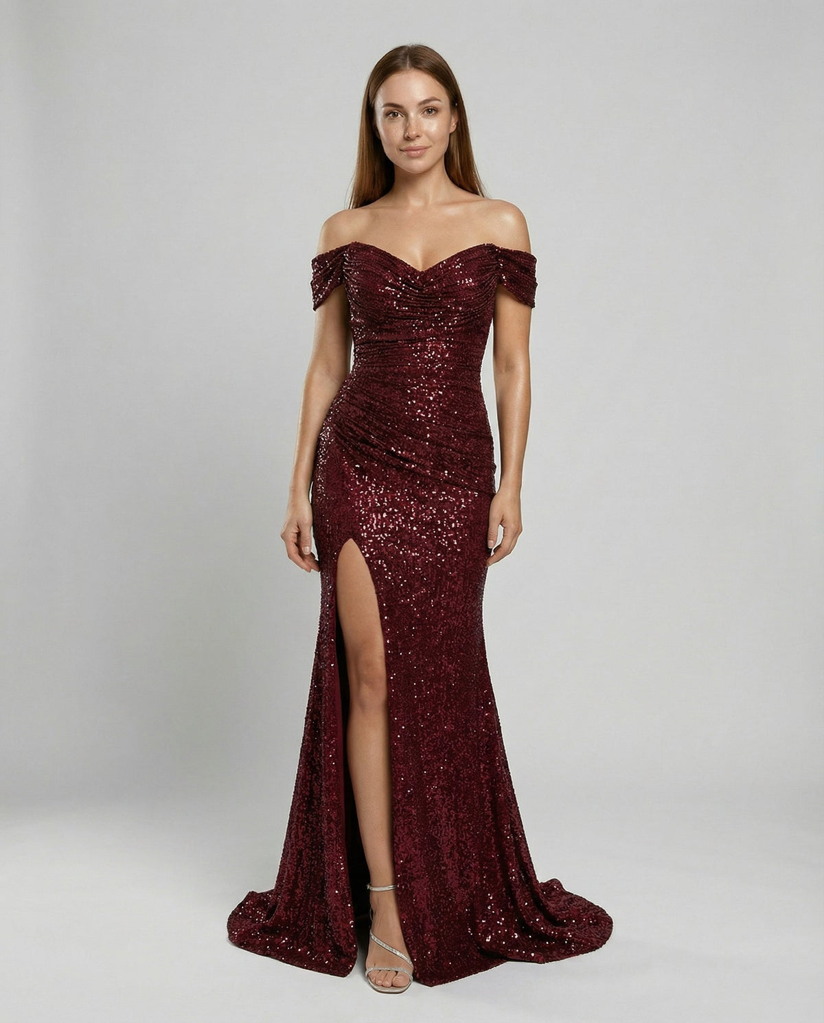 Alessia Off-Shoulder Satin Midi Dress Multi 1