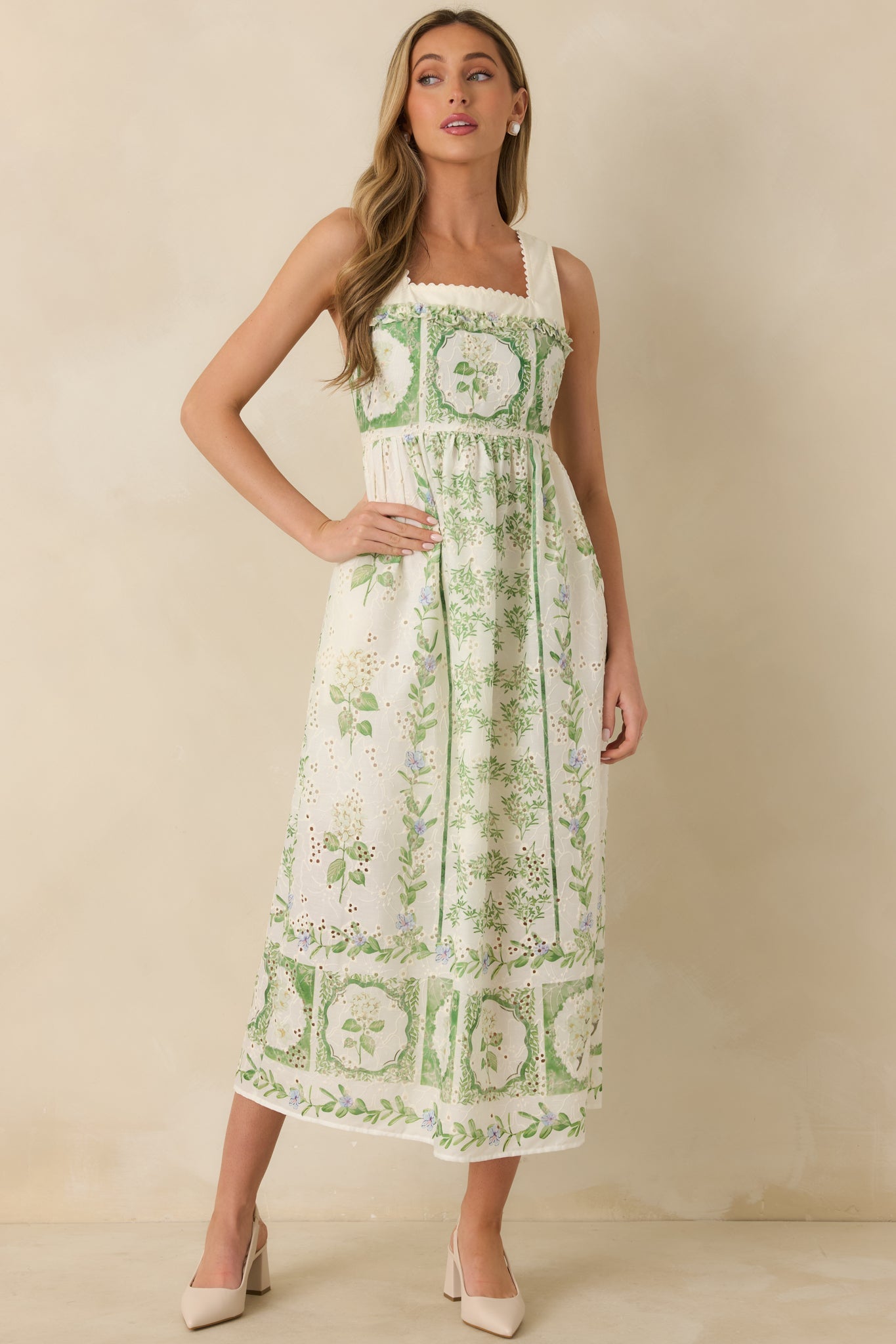 Evangeline Eyelet Maxi Dress Green 4