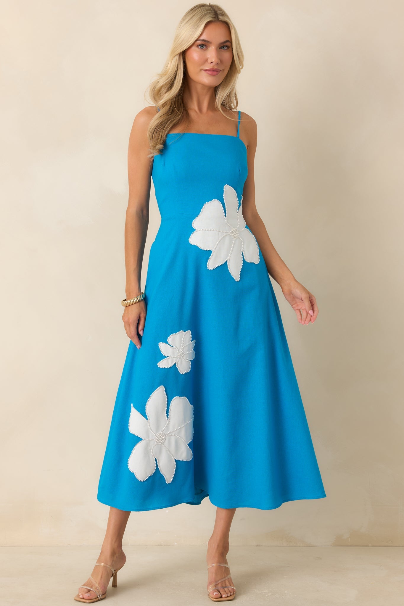 Isla Floral Midi Dress in Blossom Blue Blue 5