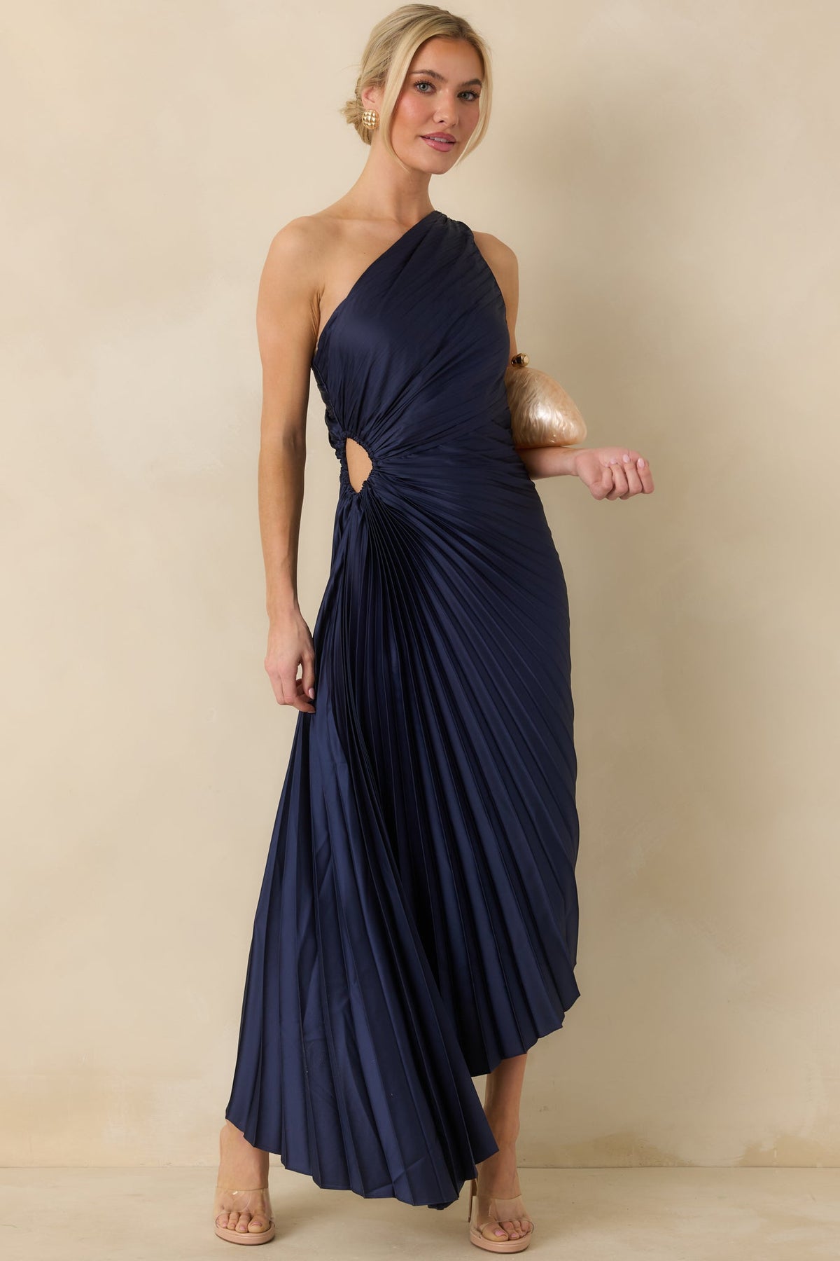 Margot Asymmetric One-Shoulder Maxi Dress in Navy Navy 3