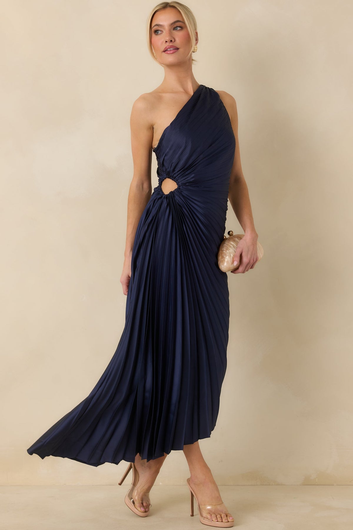Margot Asymmetric One-Shoulder Maxi Dress in Navy Navy 6
