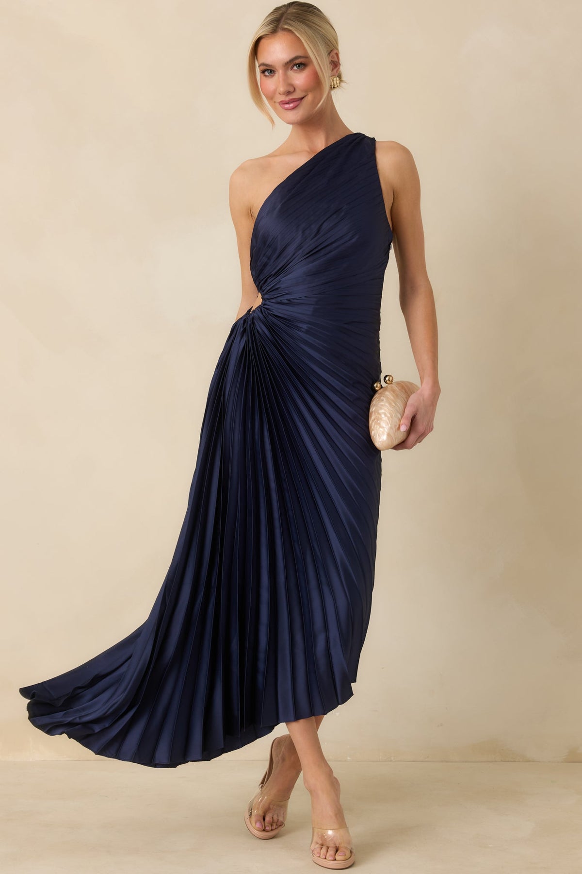 Margot Asymmetric One-Shoulder Maxi Dress in Navy Navy 5