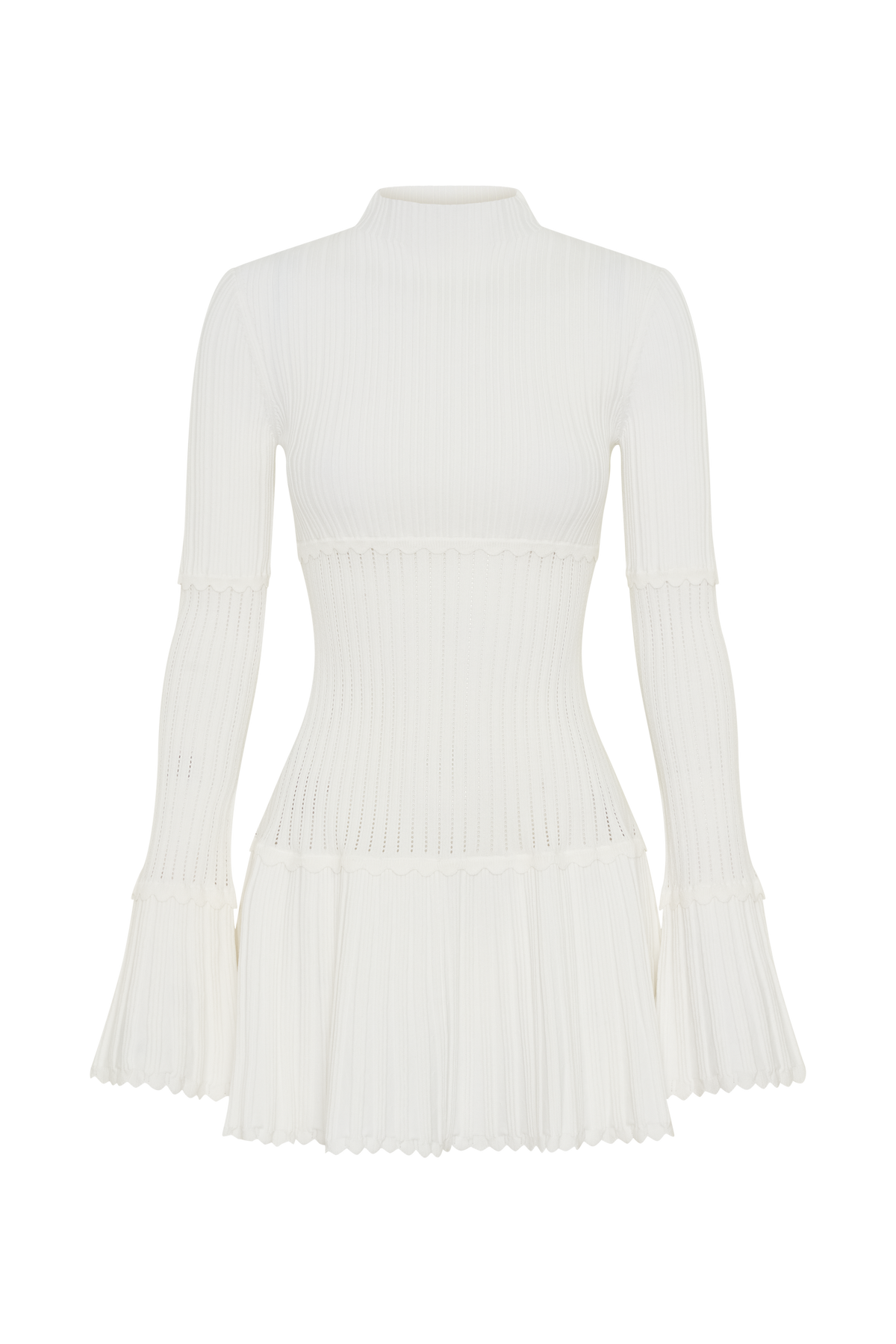 Adena Pointelle Knit Mini Dress Ivory 9