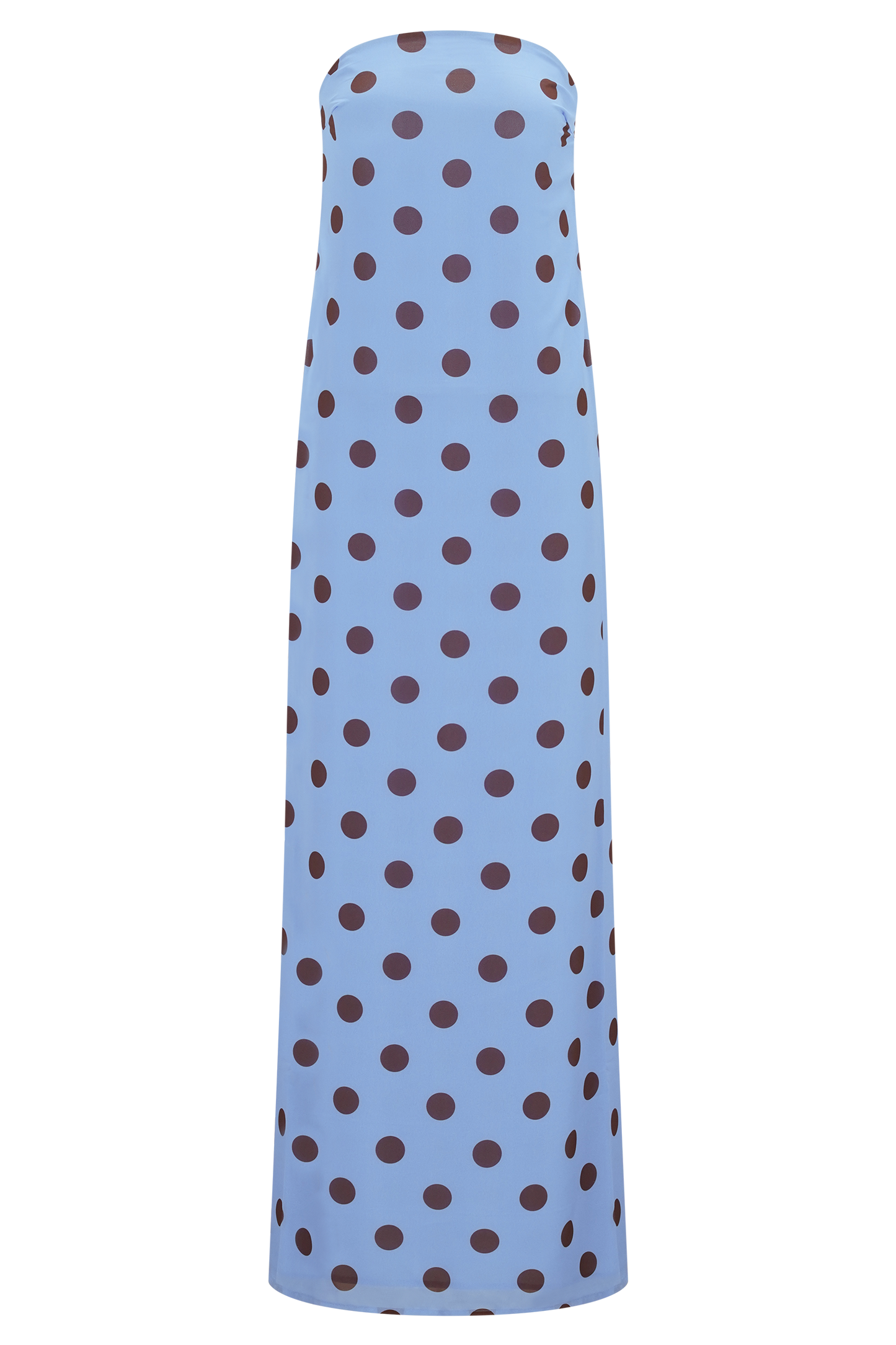 Amaya Strapless Chiffon Maxi Dress Blue Polka Dot 6