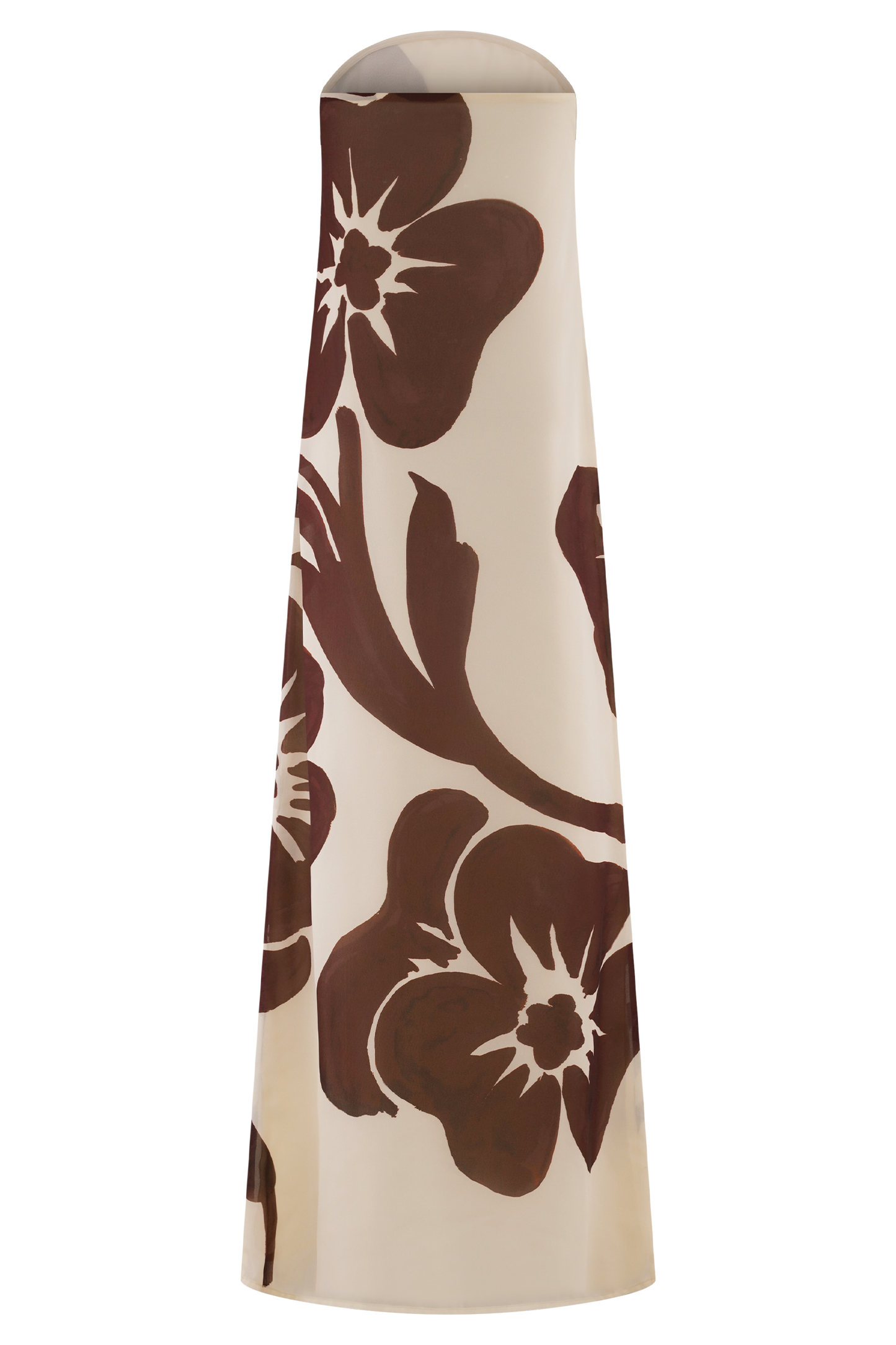 Amaya Strapless Chiffon Maxi Dress Brown Deco Fleur Print 6