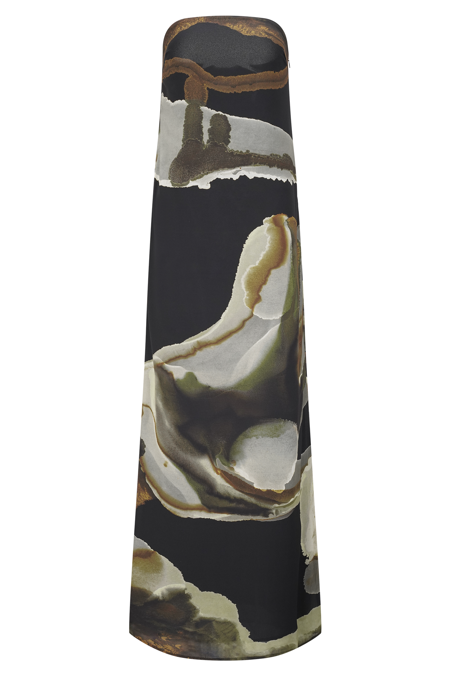Amaya Strapless Chiffon Maxi Dress Green Fluid Reverie Print 9