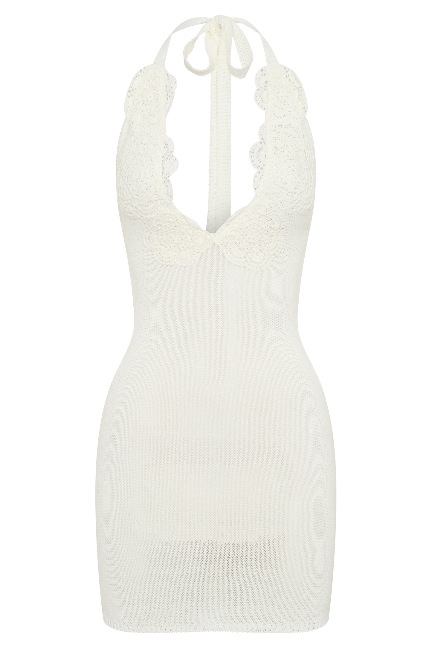 Bodhi Crochet Halter Mini Dress Ivory 9