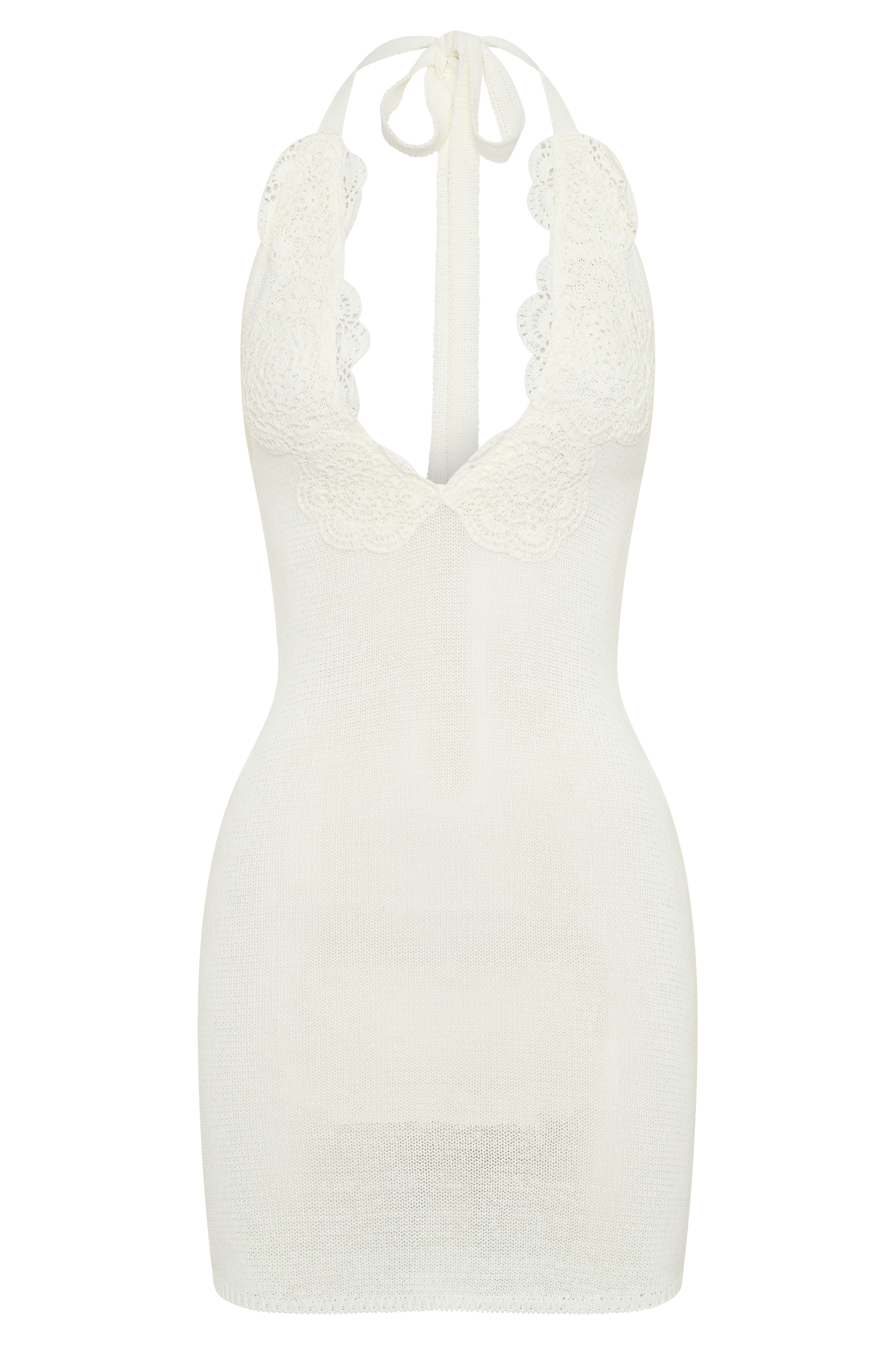 Bodhi Crochet Halter Mini Dress Ivory 9