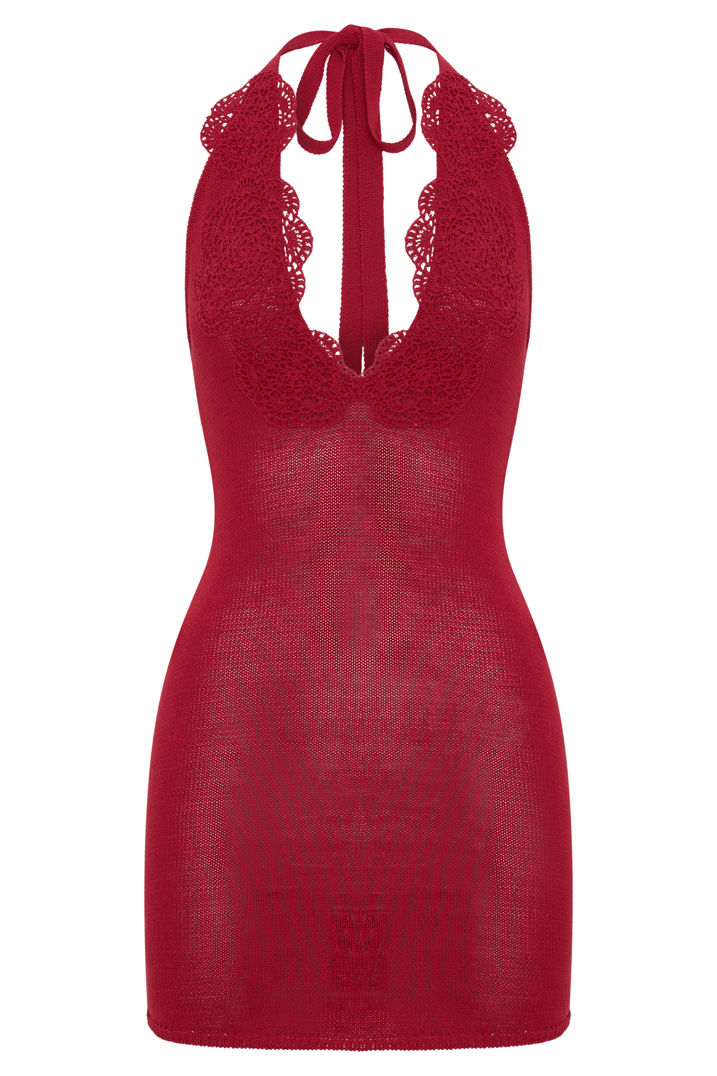 Bodhi Crochet Halter Mini Dress Pomegranate 10