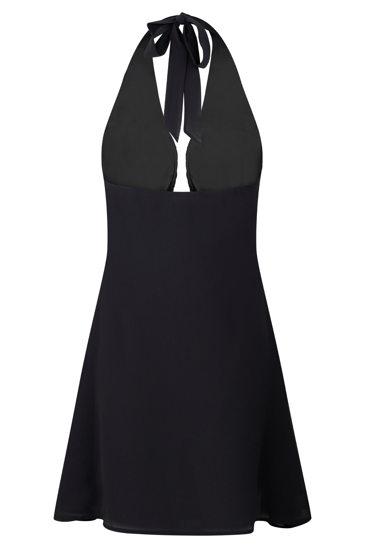 Malakhai Chiffon Halter Mini Dress Black 6