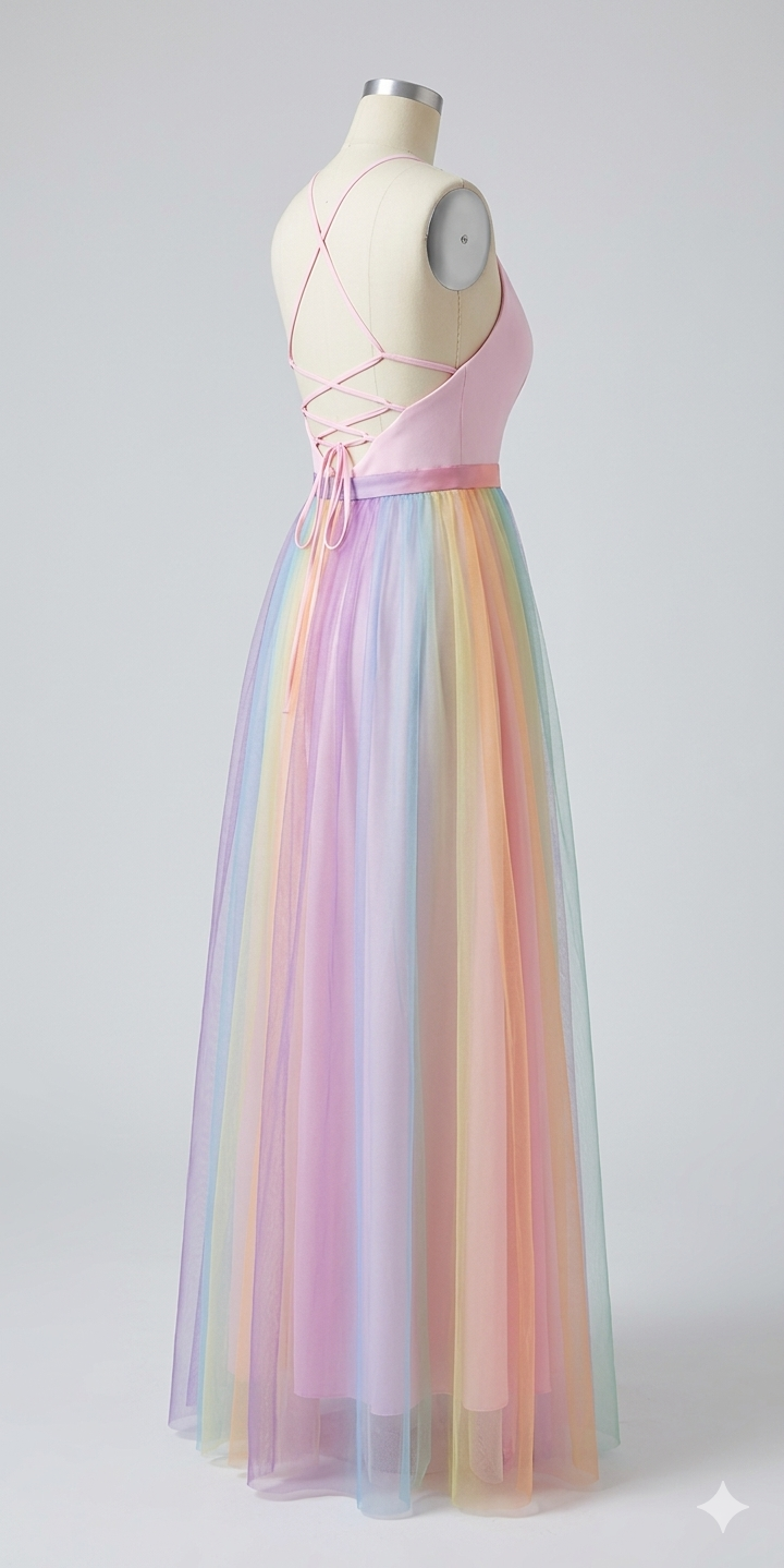 Aurora Spaghetti Strap Rainbow Dress Multi 4