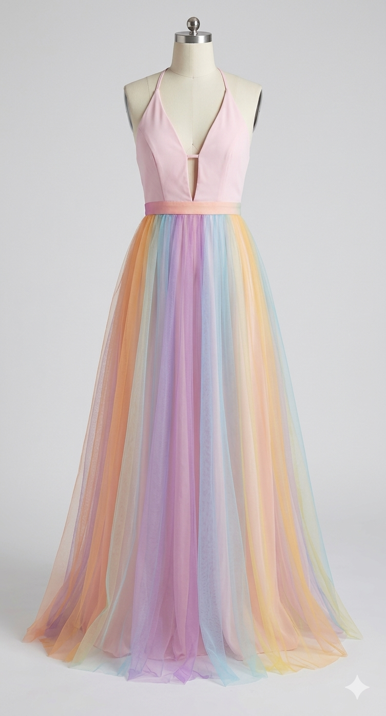 Aurora Spaghetti Strap Rainbow Dress Multi 5