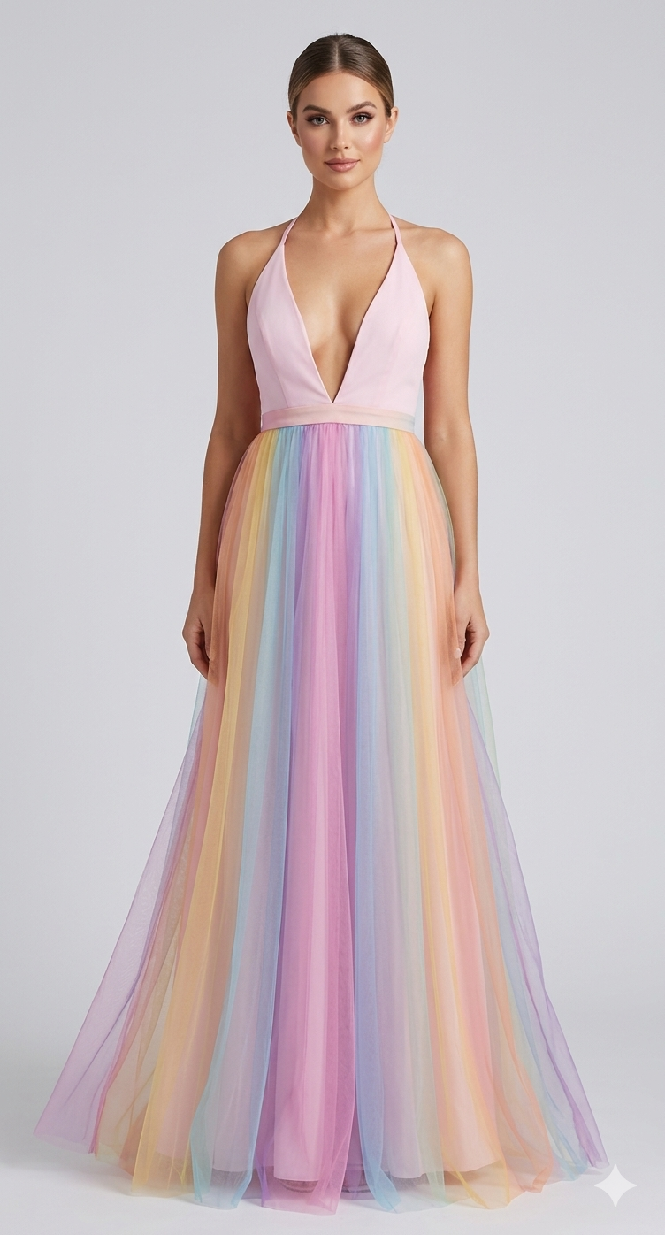 Aurora Spaghetti Strap Rainbow Dress Multi 6
