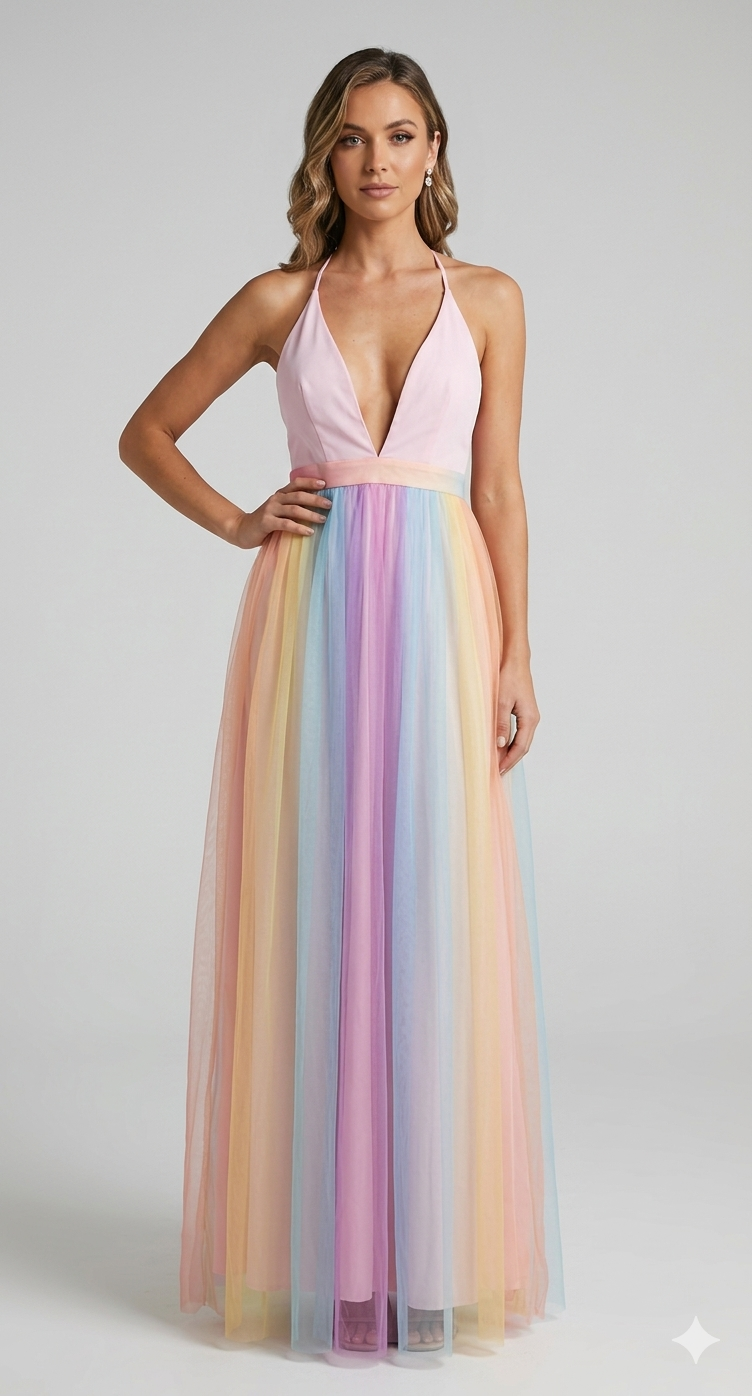 Aurora Spaghetti Strap Rainbow Dress Multi 7