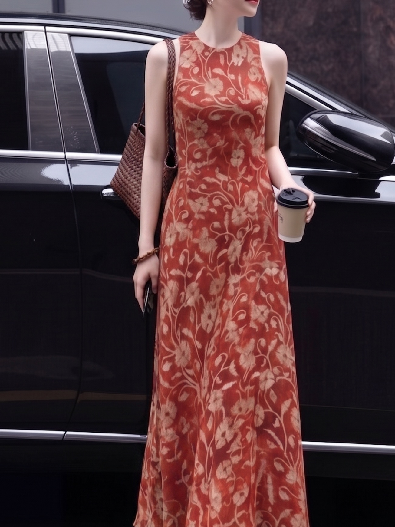 Arabella Mulberry Silk Floral Maxi Dress Cut Vintage Floral Maxi Dress 4