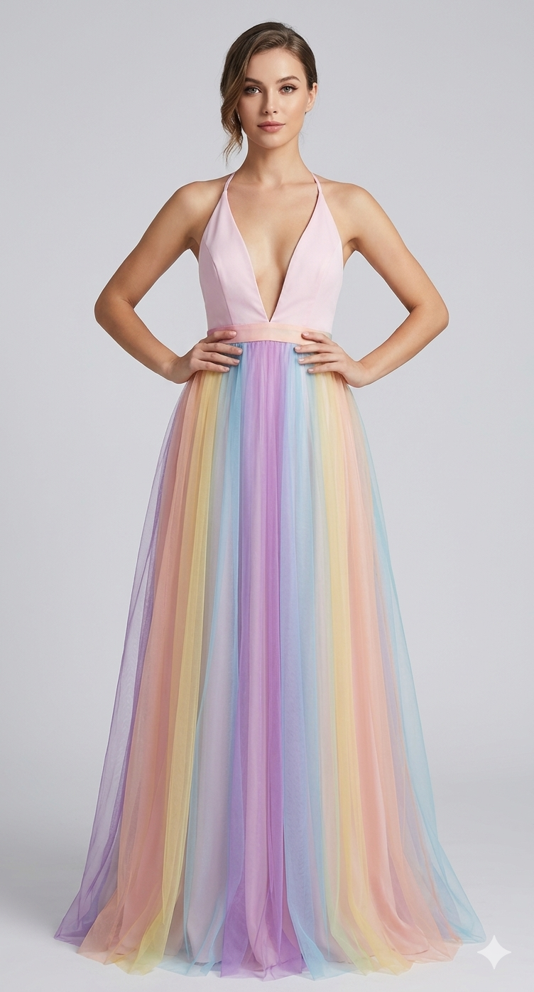 Aurora Spaghetti Strap Rainbow Dress Multi 3