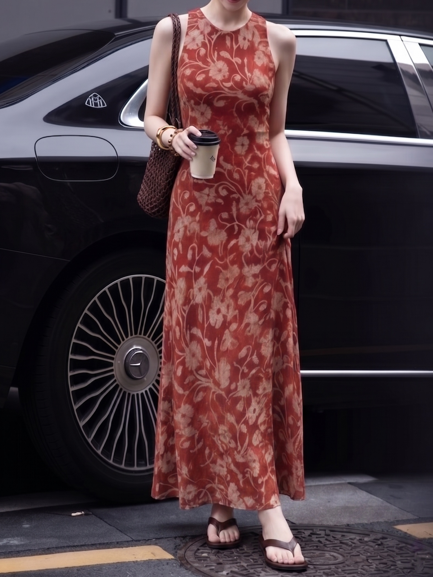 Arabella Mulberry Silk Floral Maxi Dress Cut Vintage Floral Maxi Dress 5
