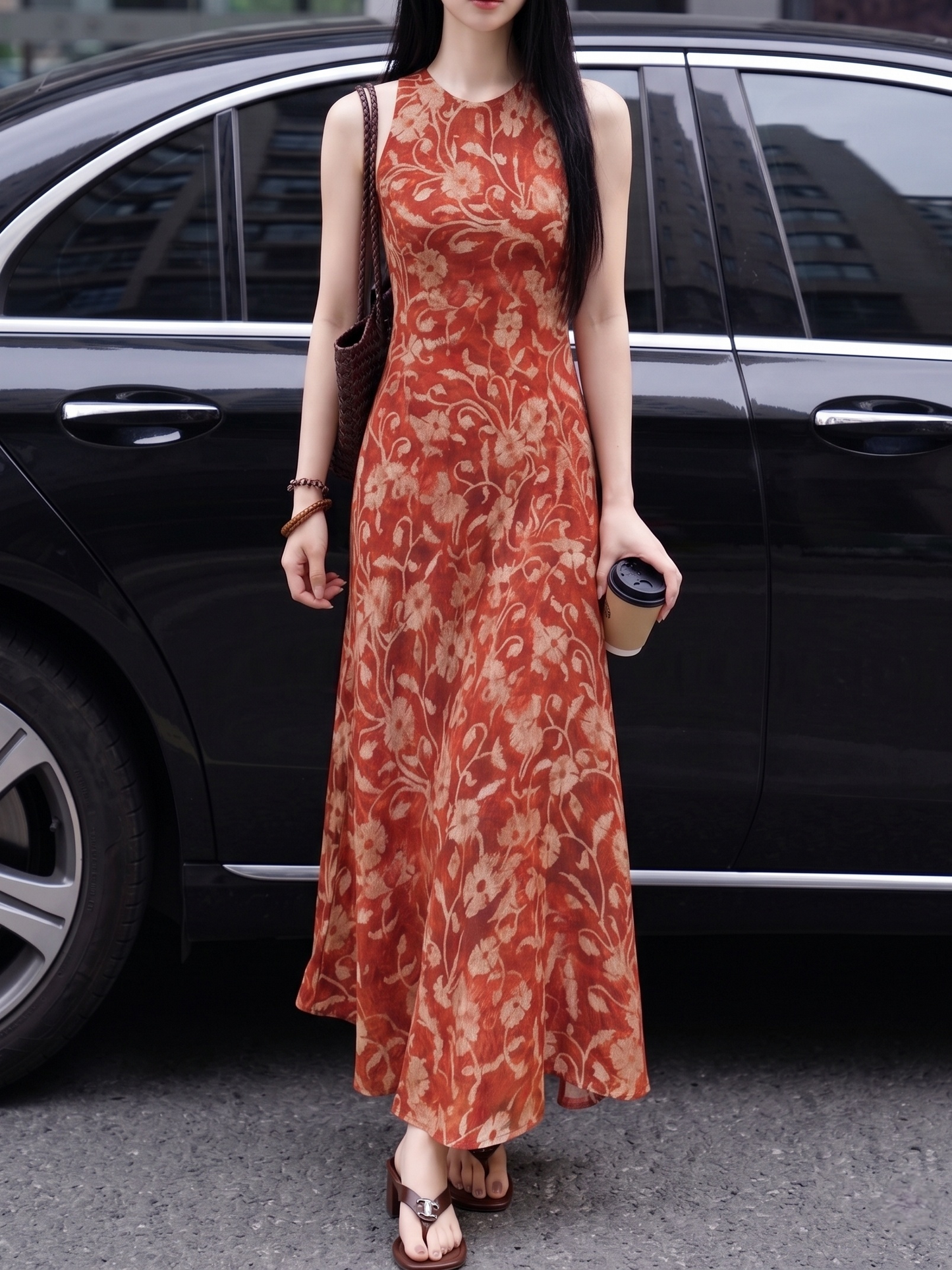 Arabella Mulberry Silk Floral Maxi Dress Cut Vintage Floral Maxi Dress 1