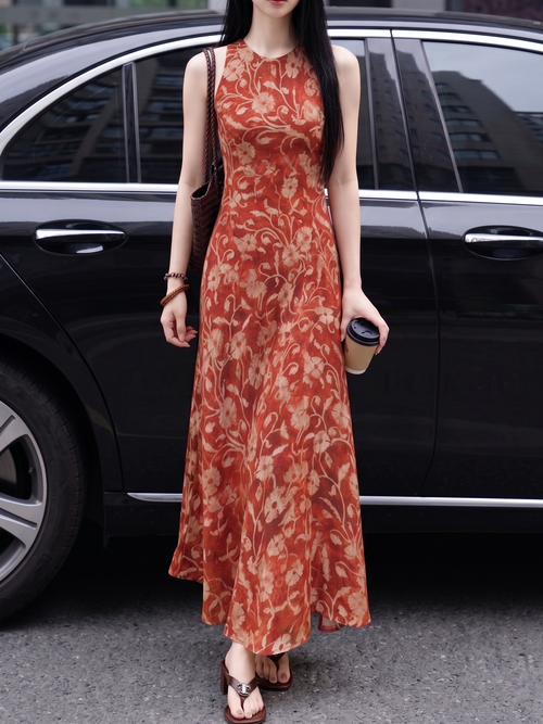 Arabella Mulberry Silk Floral Maxi Dress Cut Vintage Floral Maxi Dress 1