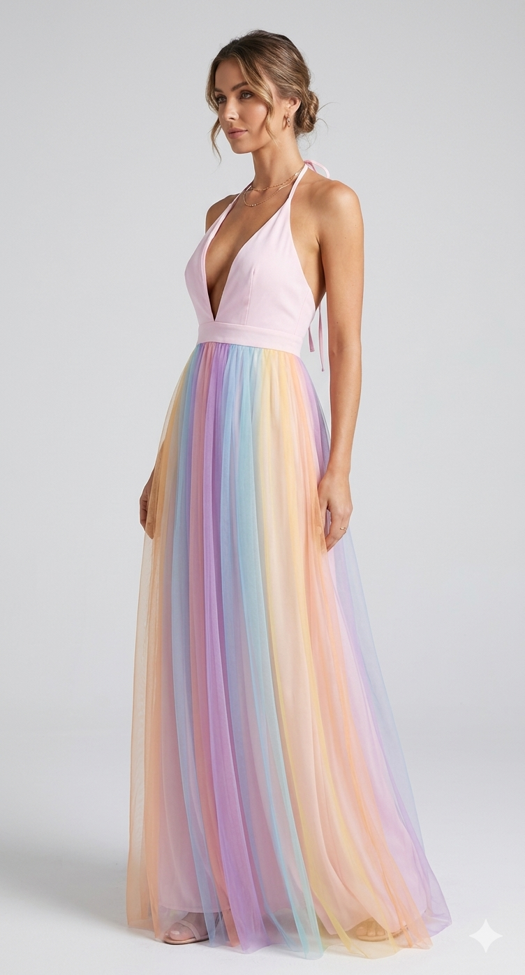 Aurora Spaghetti Strap Rainbow Dress Multi 8